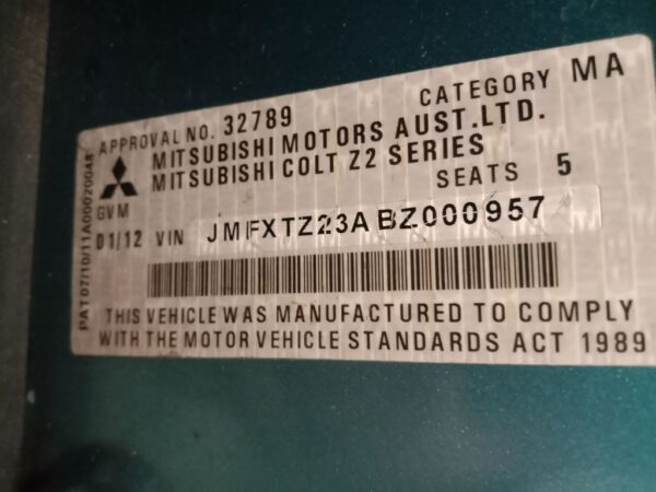 P4834 - Mitsubishi Colt 2012 Blue Wrecking - Image 13