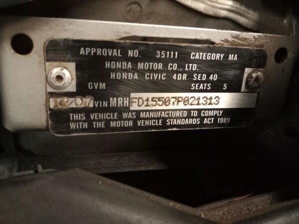 P4845 - Honda Civic 2008 Silver Wrecking - Image 14