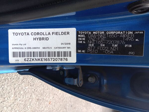 P4873 - Toyota corolla 2019 hybrid Blue Wrecking - Image 15