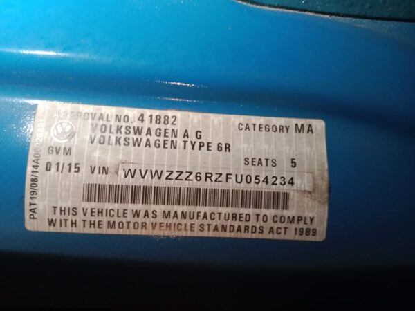 P4880 - Volkswagen polo 2015 Blue Wrecking - Image 13