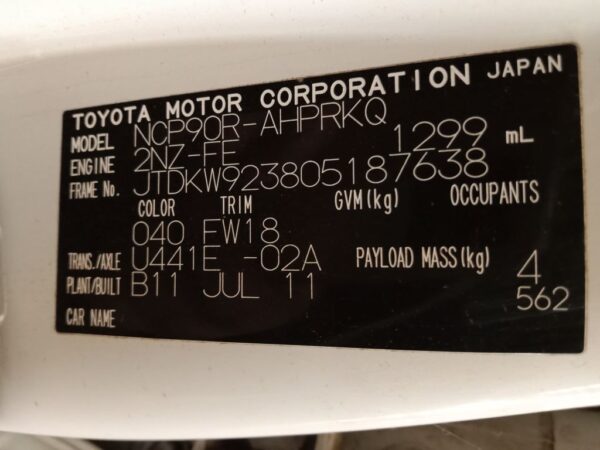 P4890 - Toyota Yaris 2011 White Wrecking - Image 15