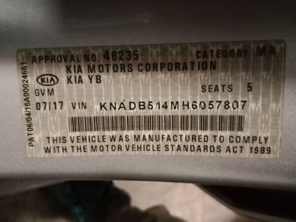 P4899 - Kia Rio 2017 Silver Wrecking - Image 13