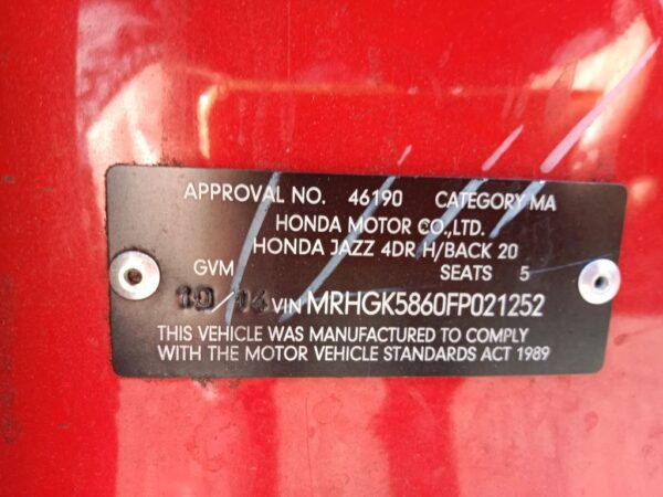 P4919 - Honda jazz 2014 Red Wrecking - Image 15