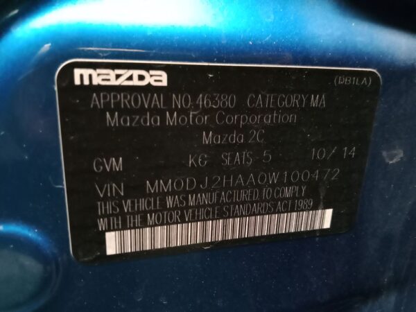 P4924 - Mazda 2 2014 Blue Wrecking - Image 10