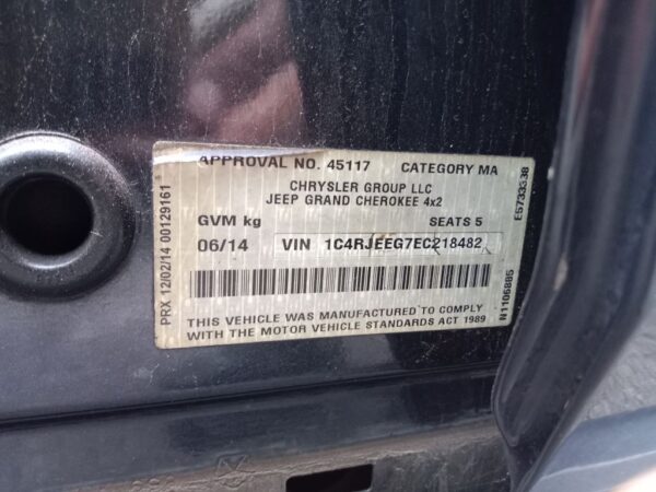P4932 - Jeep Grand Cherokee 2014 Grey Wrecking - Image 13