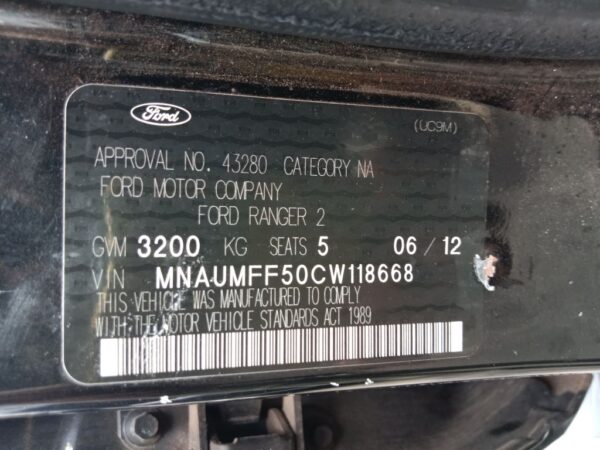 P4933 - Ford Ranger 2012 Black Wrecking - Image 12