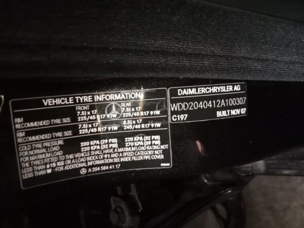 P4938 - Mercedes-Benz C200 C-Class 2008 Black Wrecking - Image 12
