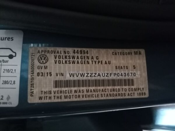 P4944 - Volkswagen golf 2015 Blue Wrecking - Image 13