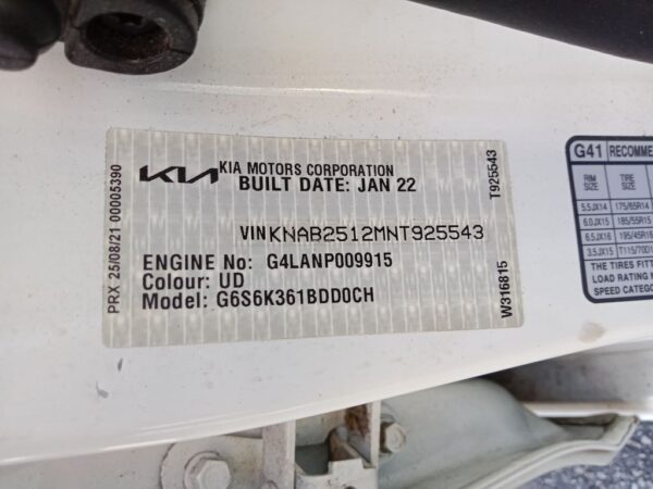 P4960 - Kia Picanto 2022 White Wrecking - Image 14