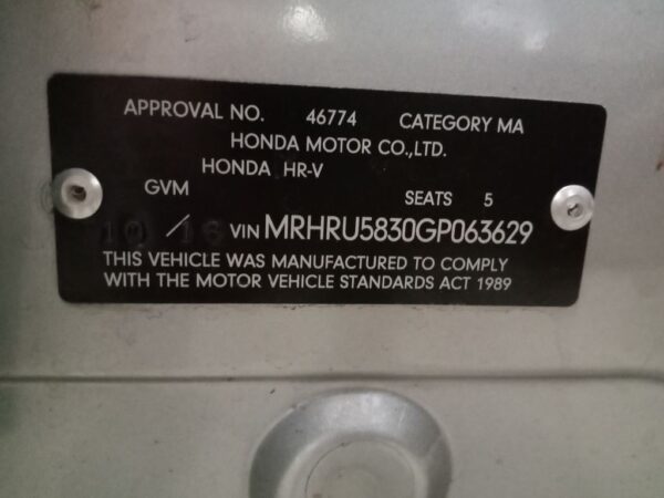 P4971 - Honda HRV 2016 Silver Wrecking - Image 12