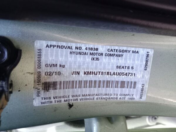 P4985 - Hyundai IX35 2010 Green Wrecking - Image 9
