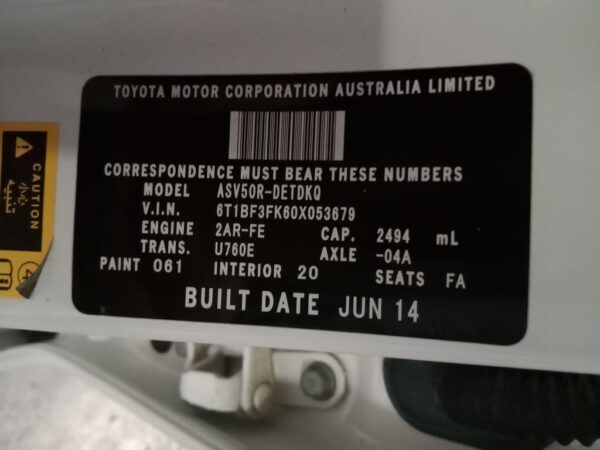 P4993 - Toyota Camry 2015 White Wrecking - Image 15