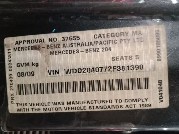 P4994 - Mercedes-Benz 204 C Class 2009 Grey Wrecking - Image 13