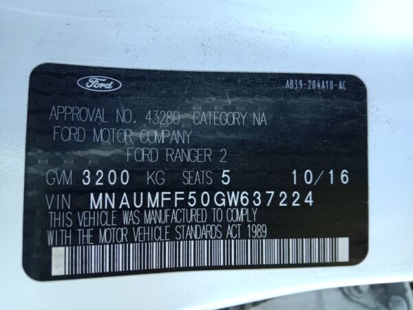 P5030 - Ford Ranger 2016 White Wrecking - Image 13