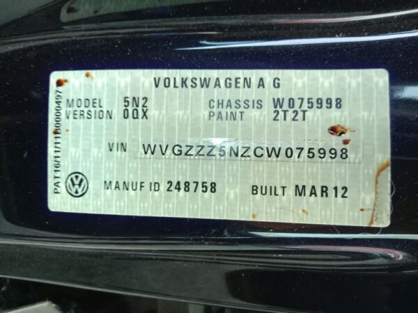 P5033 - Volkswagen Tiguan 2012 Black Wrecking - Image 14