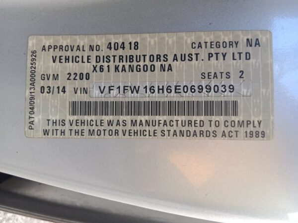 P5041 - Renault Kangoo 2014 Silver Wrecking - Image 14