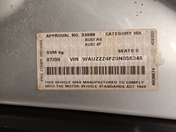 P5054 - Audi A6 2009 Silver Wrecking - Image 12