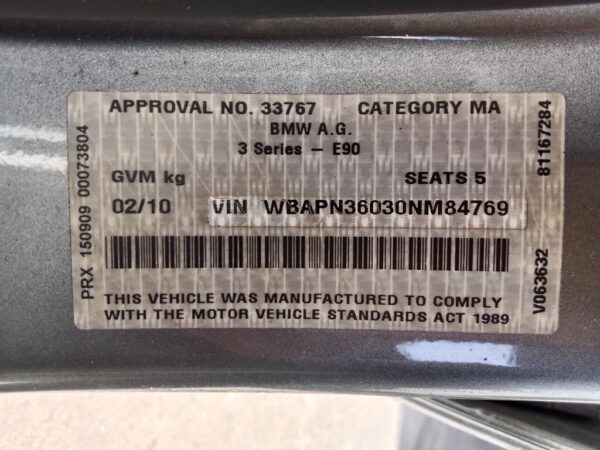 P5066 - BMW E90 3 SERIES 2010 Grey Wrecking - Image 13