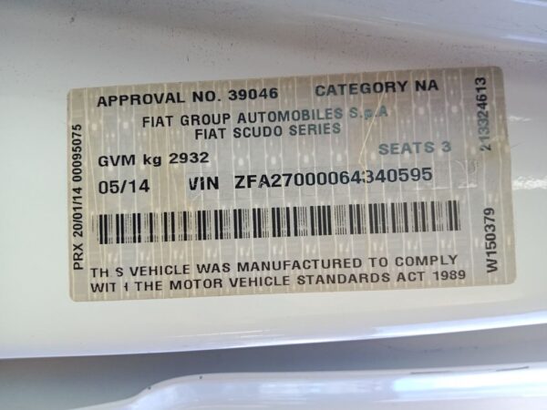 P5068 - Fiat Scudo 2014 White Wrecking - Image 14