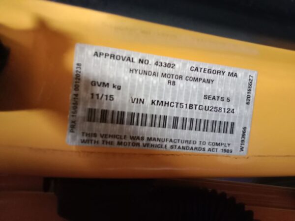 P5078 - Hyundai accent 2015 yellow Wrecking - Image 7