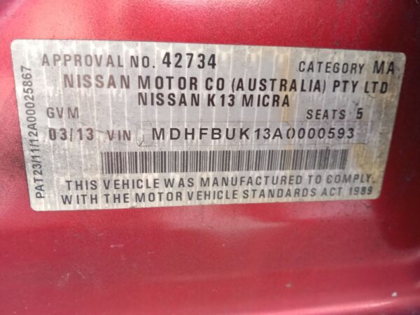 P5079 - Nissan Micra 2013 Red Wrecking - Image 13