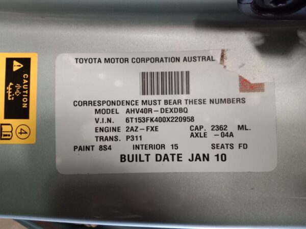 P5081 - Toyota Camry Hybrid 2010 Blue Wrecking - Image 11