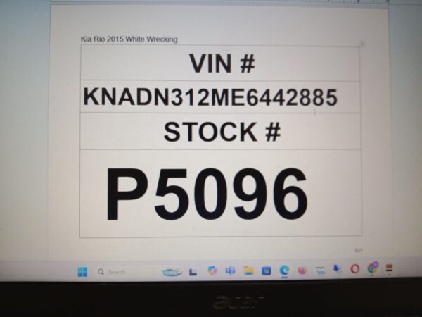 P5096 - Kia Rio 2015 White Wrecking - Image 13