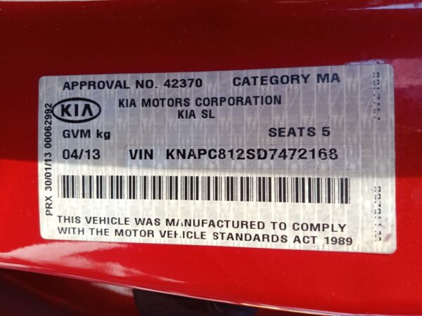 P5116 - Kia Sportage 2013 Red Wrecking - Image 13