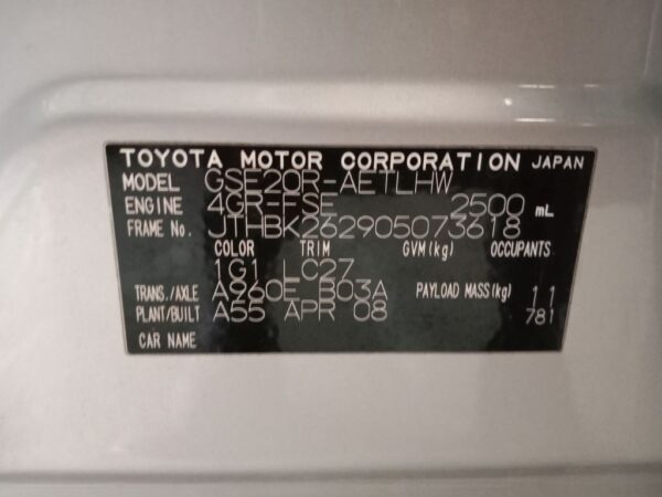 P5126 - Toyota Lexus is 250 2008 Silver Wrecking - Image 13