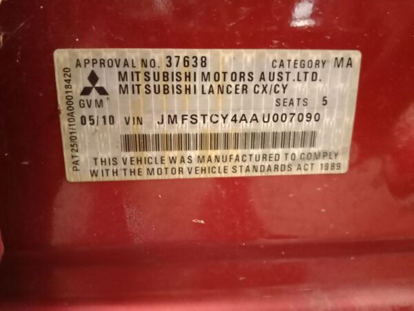 P5141 - Mitsubishi Lancer 2010 Red Wrecking - Image 9