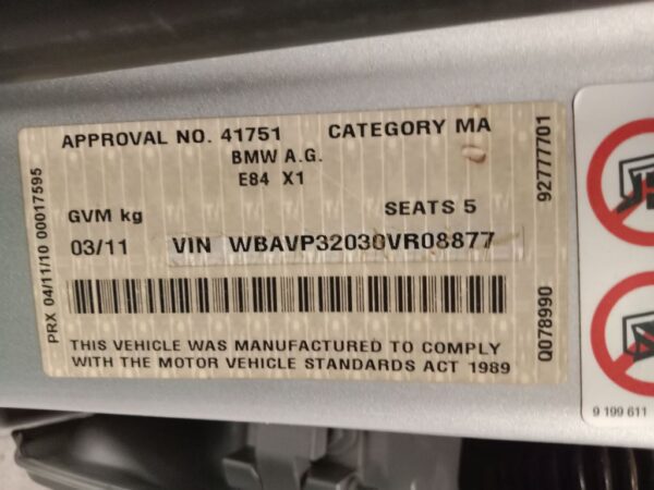 P5170 - BMW E84 X1 2011 Silver Wrecking - Image 14