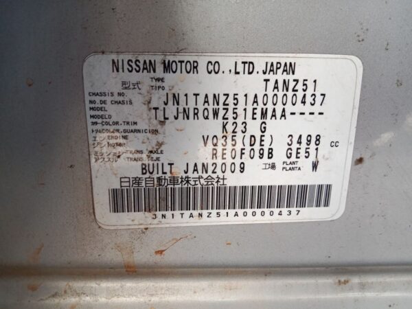 P5185 - Nissan Murano 2009 Silver Wrecking - Image 14