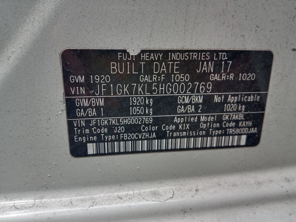 P5211 - Subaru Impreza 2017 White Wrecking - Image 12