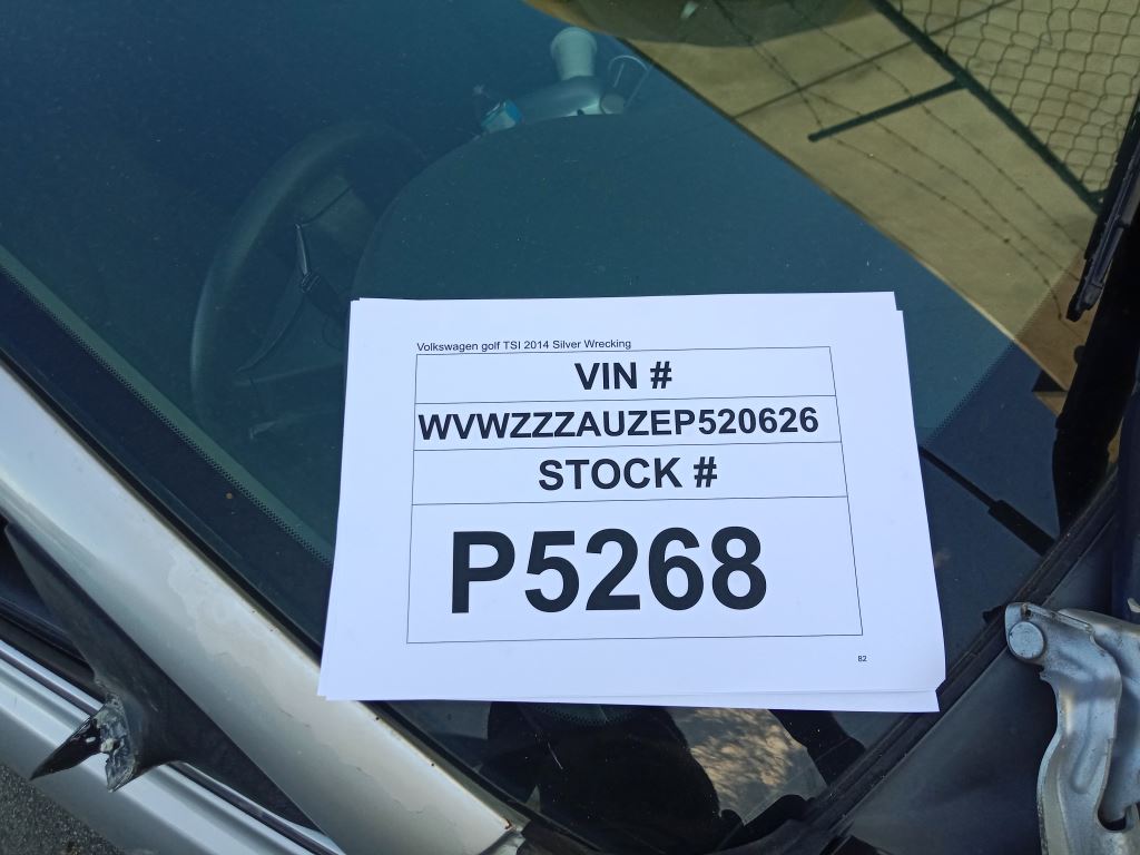 P5268 - Volkswagen golf TSI 2014 Silver Wrecking - Image 9