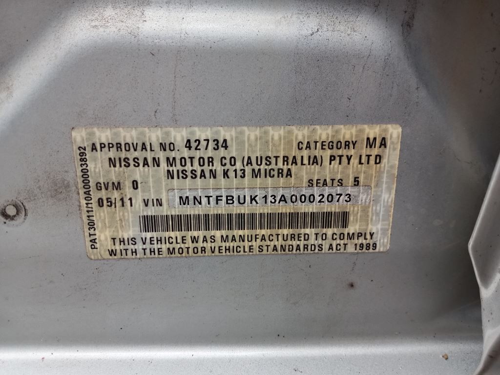 P5277 - Nissan Micra 2011 Silver Wrecking - Image 7