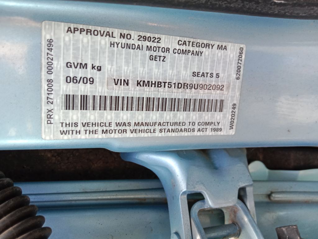 P5279 - Hyundai Getz 2009 Blue Wrecking - Image 14