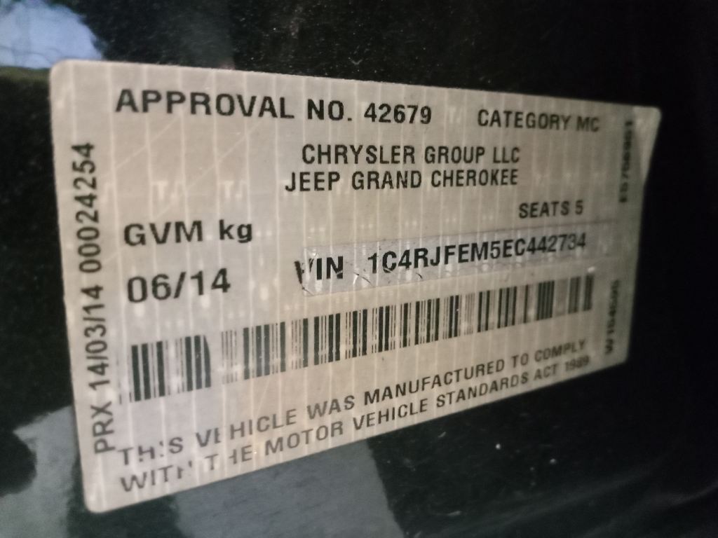 P5325 - Jeep Grand Cherokee 2014 Black Wrecking - Image 11