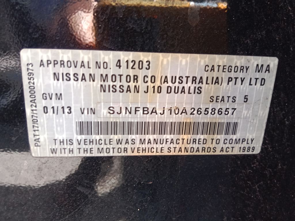 P5334 - Nissan dualis 2013 Black Wrecking - Image 11