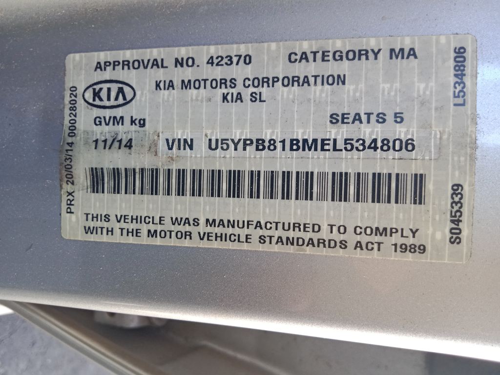 P5375 - Kia Sportage 2014 Silver Wrecking - Image 8