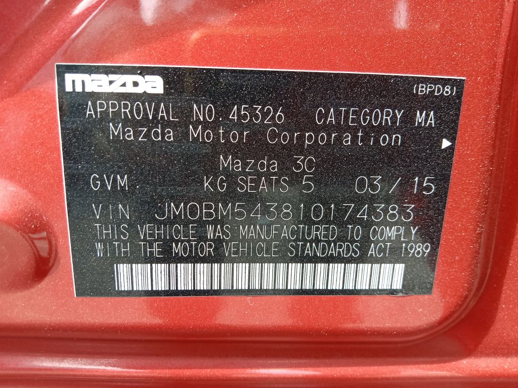 P5440 - Mazda 3 hatchback 2015 Red Wrecking - Image 8