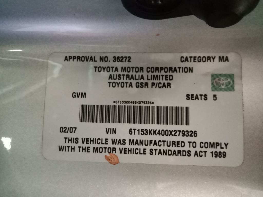 P5480 - Toyota Aurion 2007 Silver Wrecking - Image 12