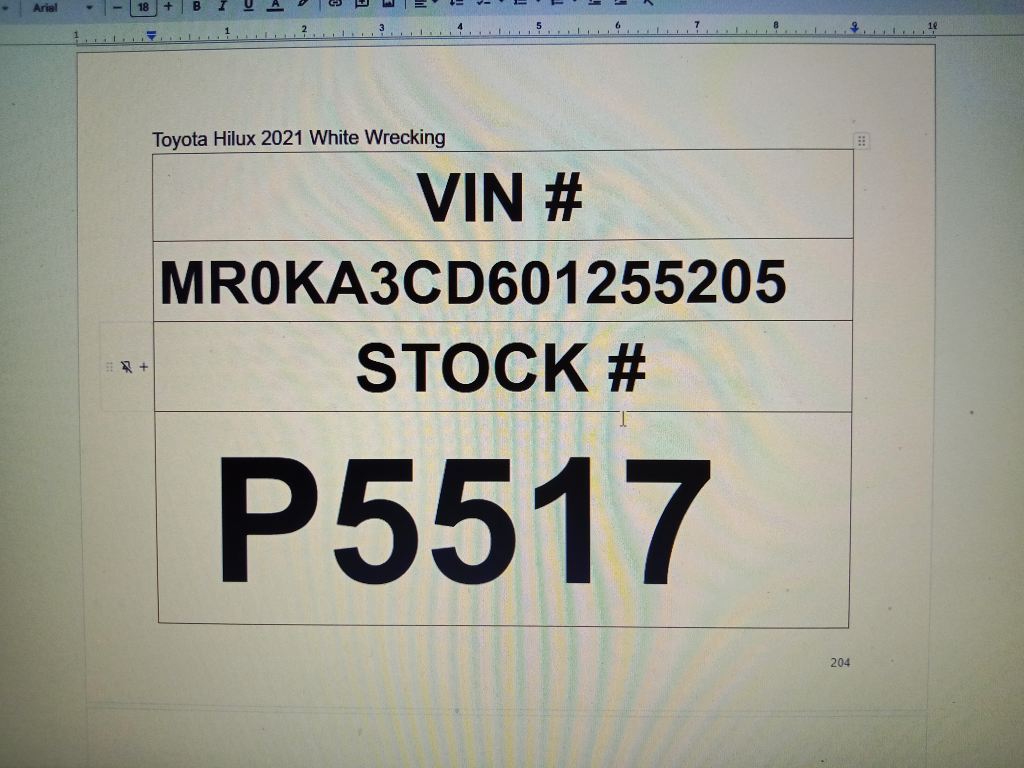 P5517 - Toyota Hilux 2021 White Wrecking - Image 2