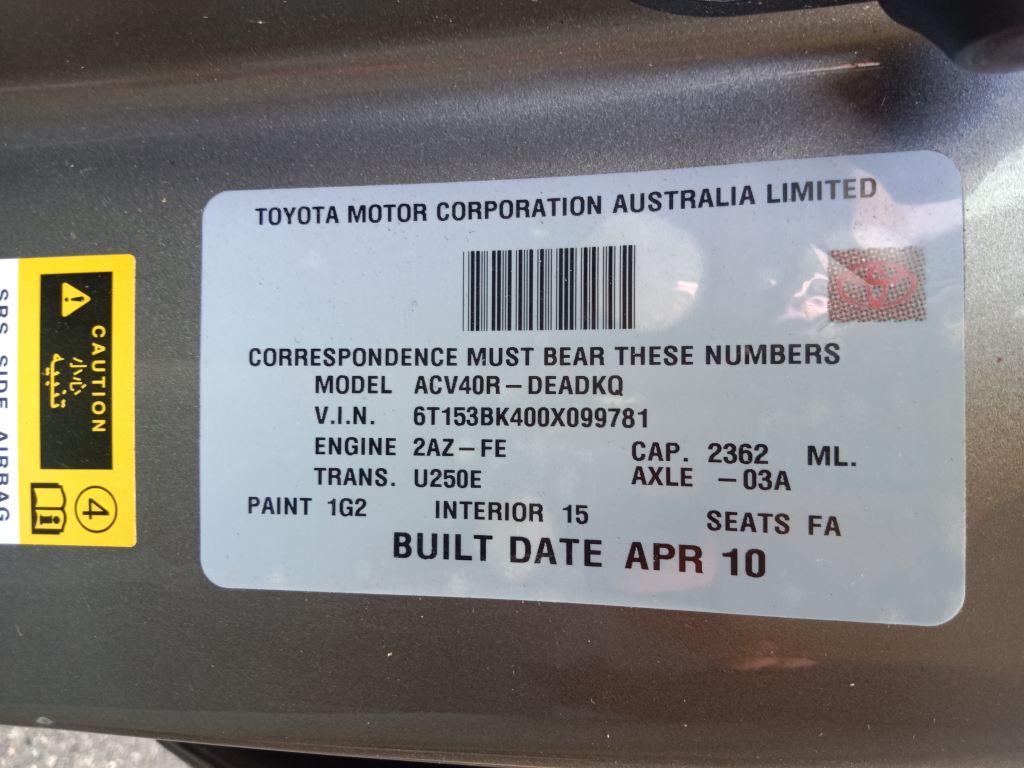 P5610 - Toyota Camry 2009 Grey Wrecking - Image 13