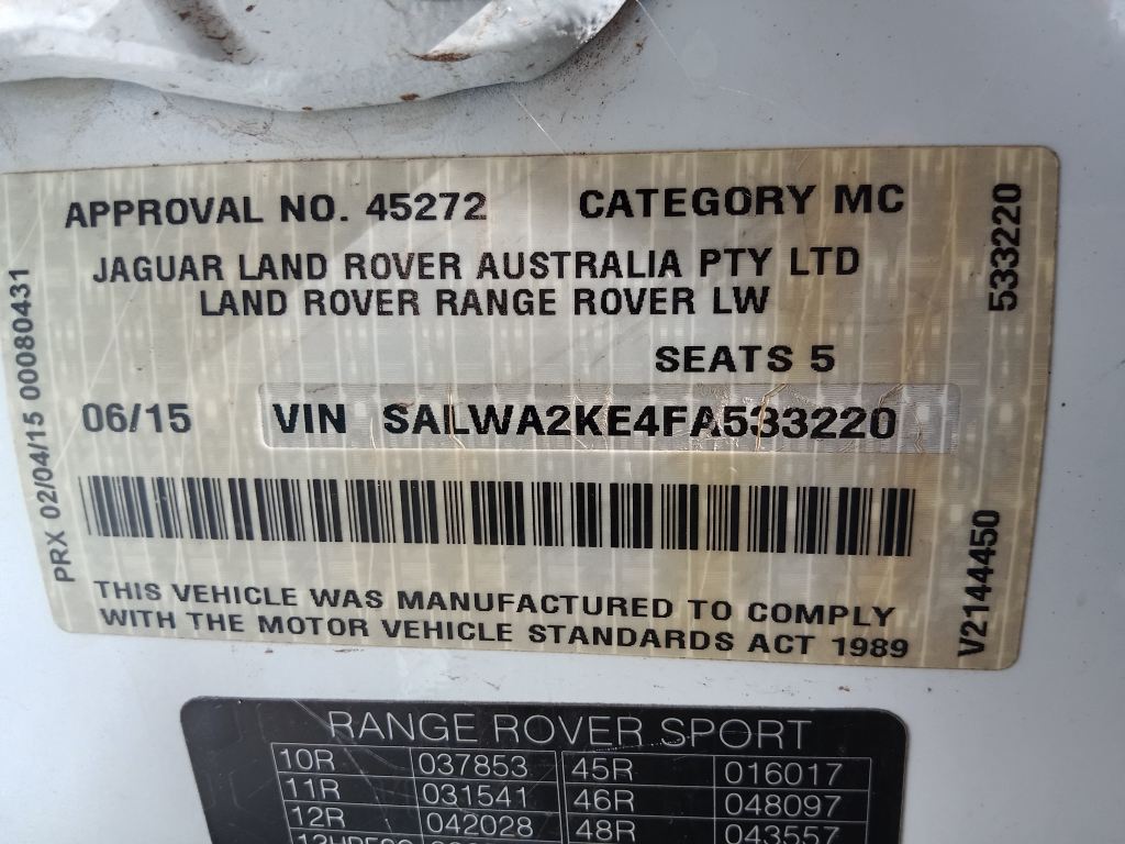 P5737 - Land Rover Range Rover Sport 2016 White Wrecking - Image 5
