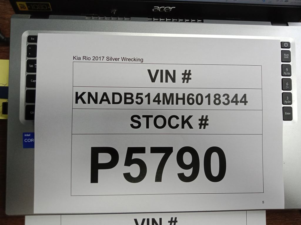 P5790 - Kia Rio 2017 Silver Wrecking - Image 10
