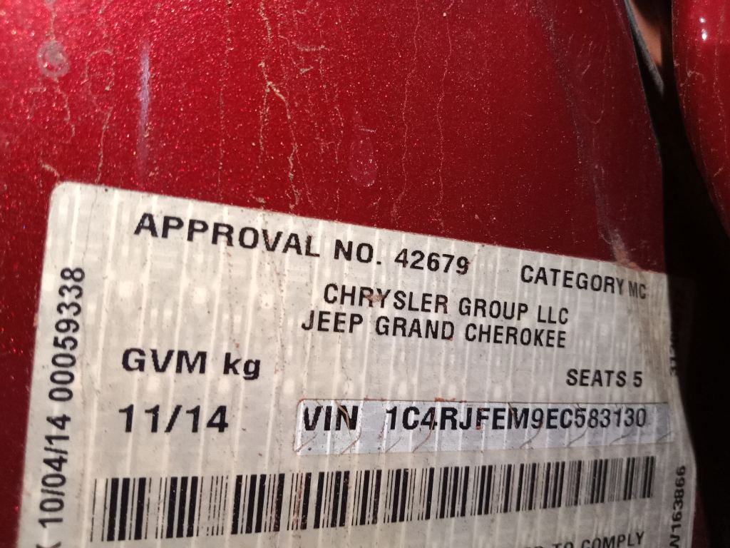 P5834 - Jeep Grand Cherokee 2014 Red Wrecking - Image 15