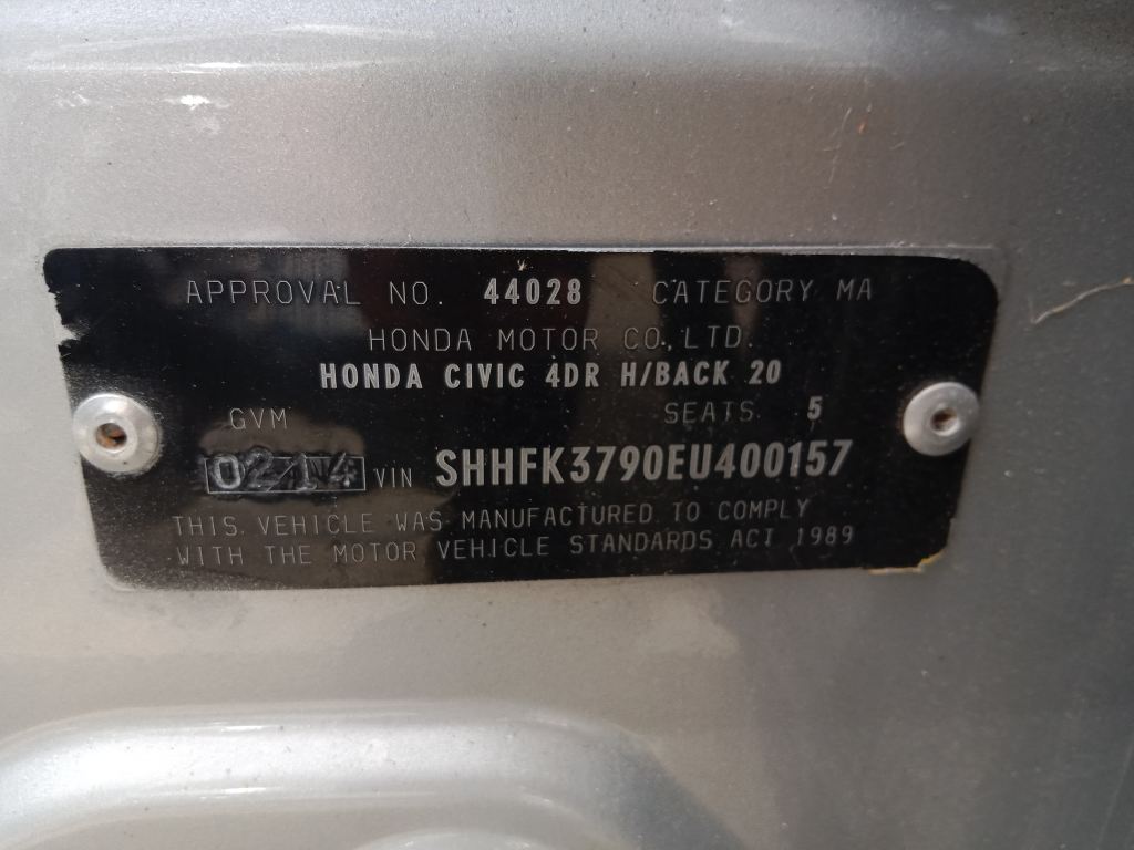 P5846 - Honda Civic 2013 Silver Wrecking - Image 10