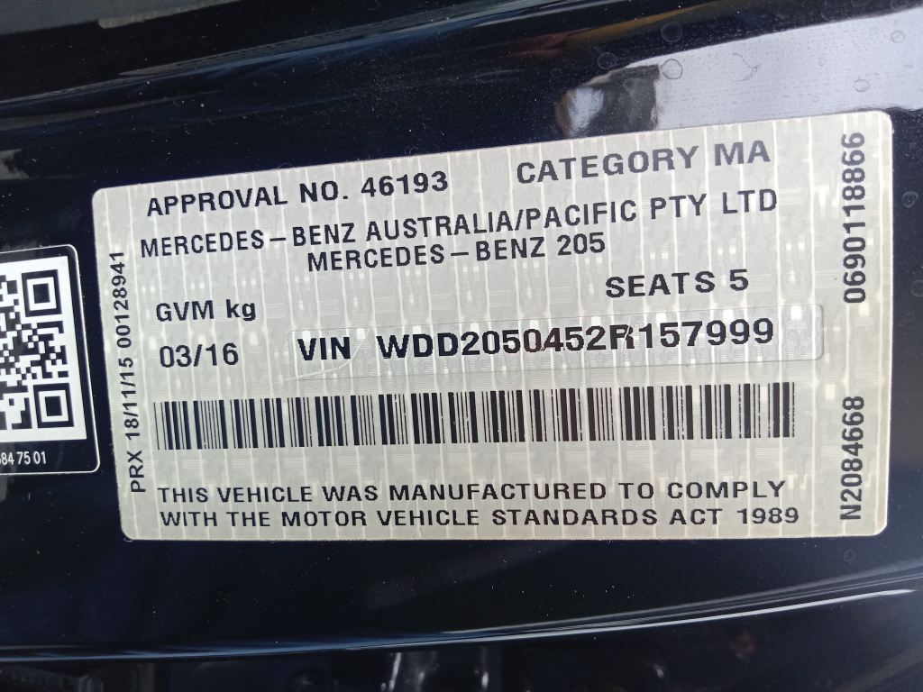 P5854 - Mercedes Benz C 250 2015 Black Wrecking - Image 11